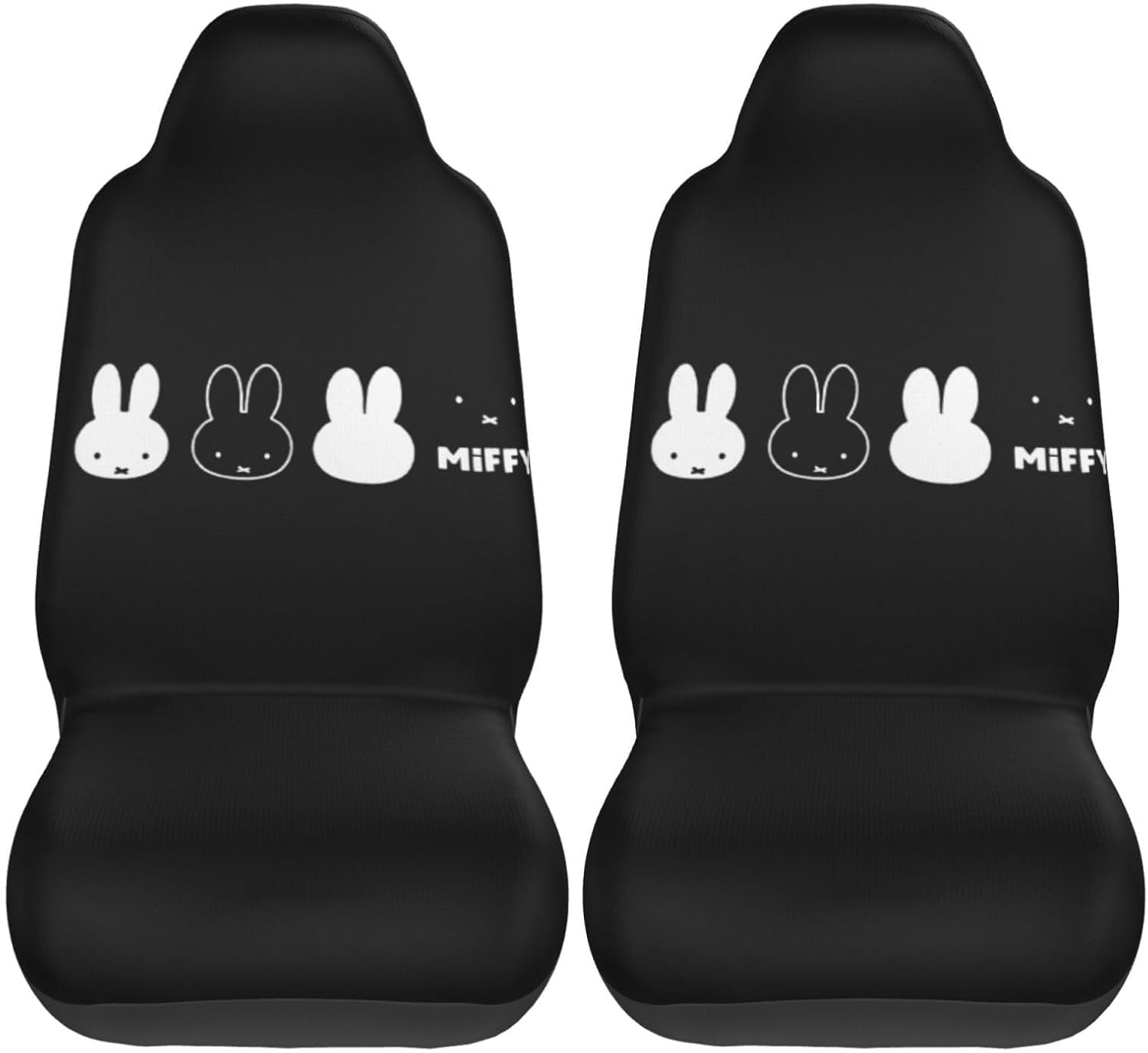 

Asamike Two Front Seat Covers Anime Miffy Suitable for Light and Standard Seat Stain Easy Stretch One Size Fits Most (Driver + Passenger), Design,
