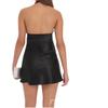 Europäischer & Amerikanischer Stil Schwarzes Neckholder Ärmelloses Enganliegendes Kurzes Kleid