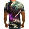 Men's Storm Cloud 3D Printed T-Shirt Casual Short Sleeve Crewneck Top Cool Lightning Tornado Aurora Graphic Tee Fantasy Nebula Space Clothes