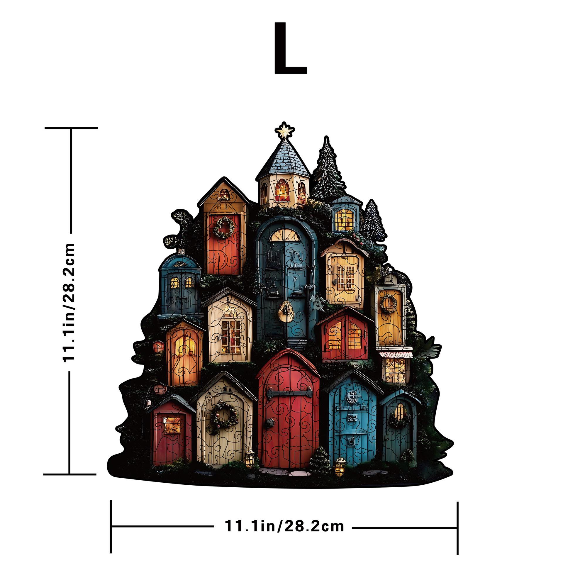 

Деревянная рождественская дверь эльфа Неправильный пазл и копилка в подарок