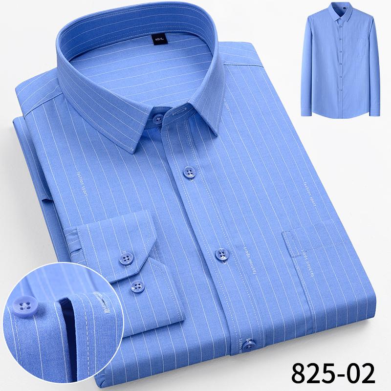 Men's Bamboo Fiber Long Sleeved Wrinkle-Free Comfortable Breathable Fit Striped Solid Shirts Business Casual Blouses Plus Sized