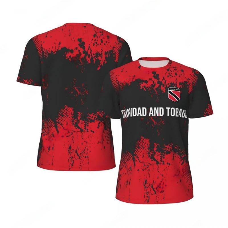 Trinidad And Tobago Flag Graphic Football T Shirts For Men Fashion National Emblem 3D Printed Sports T-shirts Casual Loose Tees