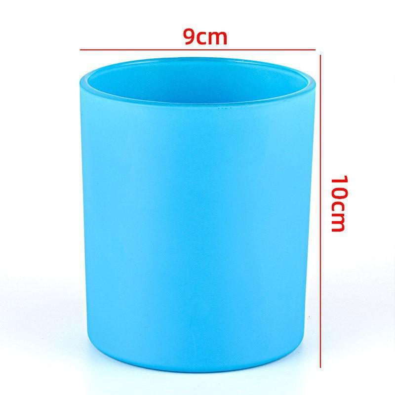 Colored Frosted Glass Candle Jar with Optional Lid - Creative Wide Mouth Design