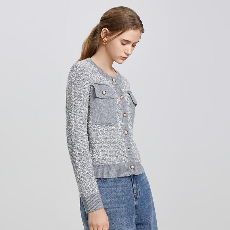 Shetu Women's Casual Round Neck Knit Cardigan