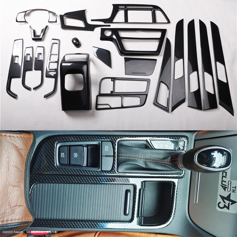 Carbon Fiber Car Gear Interior Panel Central Console Dashboard Trims Decoration for Hyundai Sonata Lf 2014 2015 2016 2017 2018 9