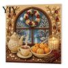 Sparkling Bead Painting Sets Christmas Faux Pearl Art Kit, DIY Snowman 3D Resin Xmas Scenes Crafting Project for Adults Beginners, Home Festive