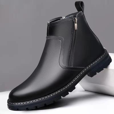 Luxuriöse Herren-Knöchelboots High Top Casual Boot Mode Chelsea Boots Plüsch Warme Winterstiefel für Herren Motorradstiefel Botas Hombre