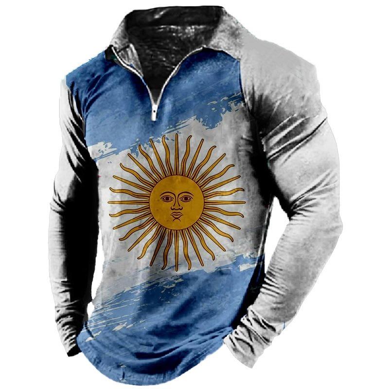 New POLO Shirt Zip Long-sleeved Lapel Men's Sweatshirt Casual Tops Tide