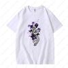 Gotische Schlange und Blumen T-Shirt Künstlerischer Retro Gothic Stil Florale Ästhetik Grafik T-Shirts Herren Damen Baumwolle Klassisches Tee