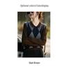 Women's 2025 Autumn/Winter Retro Argyle Patchwork Polo Collar Knitted Sweater - Loose Casual Fit