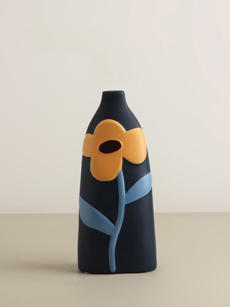 Desktop Ceramic Vase Living Room Flower Arrangement Creative Living Room Home Decoration Morandi Painted Flower Device