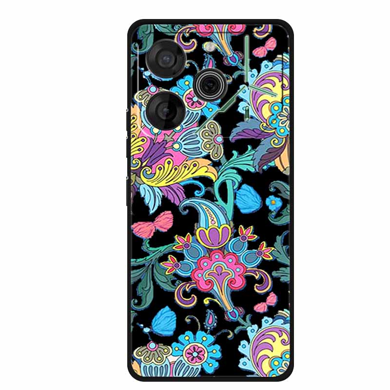 Black Silicone Case For Tecno Pova 6 Pro Phone Case Shockproof Soft Coque For Tecno Pova 6 Pro Back Cover Case Pova6 Pro Cartoon