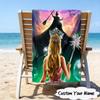 1PC Custom Name Beach Towel Magic Friendship witch Beach Towel, Suitable for Camping, Travel, Beach Accessories, Super Absorbent, Family Gift