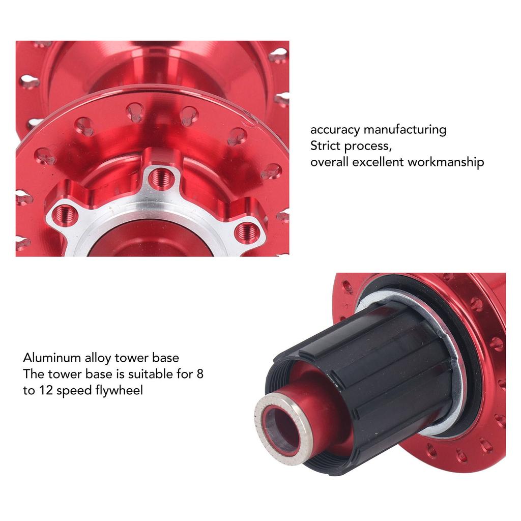 32 Hole Mountain Bike Hub 4 Bearing 12x148mm CNC Cutting Process Bike Rear Hub for Replacement Red