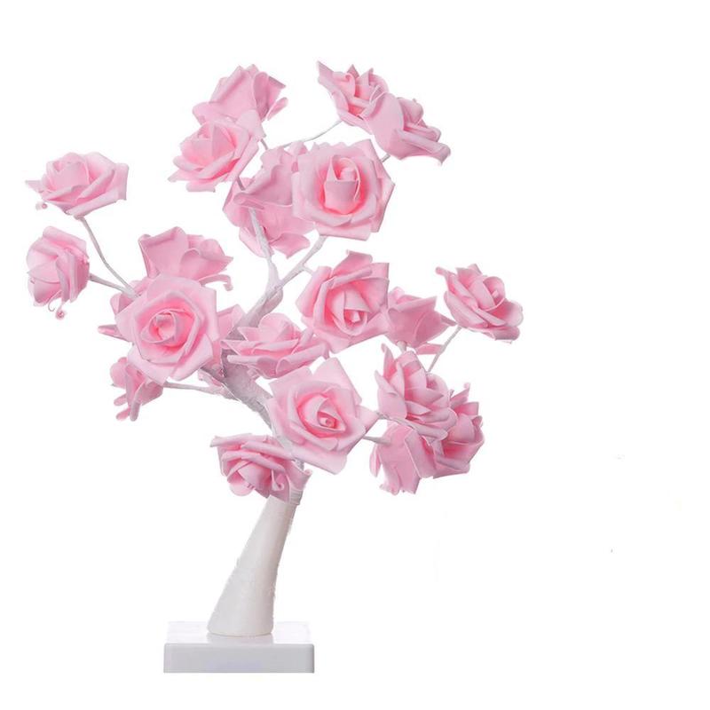 

LED White Rose Flower Night Rose Bedroom Night Lamp Home Lamp Decor Simulation Tree Christmas Wedding | LED Table Lamps