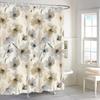 Yellow Gray Floral Shower Curtain,Beige Grey Flower Shower Curtain Set for Bathroom,Natural Watercolor Flower Fabric Bath Curtain with Hooks, 72x72in