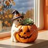 Resin Succulents Planter Ghost Hugging Pumpkin Planter, Cute Cartoon Stationery Storage Desk Organizer for Pens Plants, Halloween Home Decor