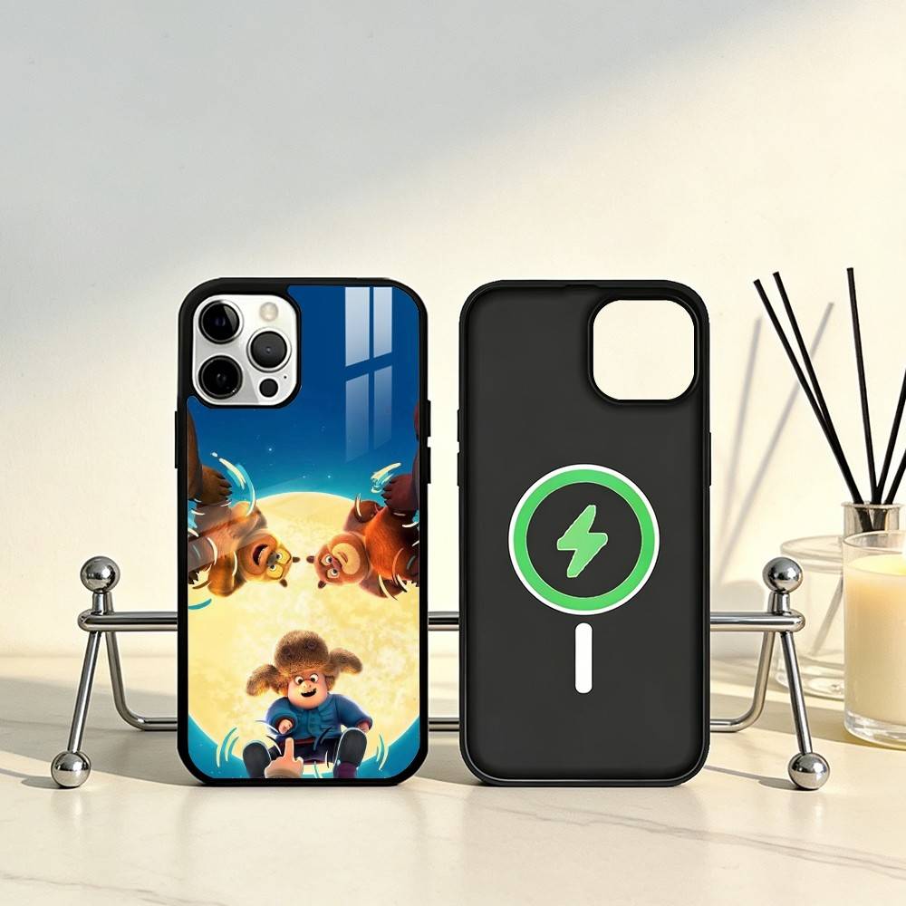 Cartoon Boonie Bears Phone Case For iPhone17,16,15,14,13,12,11 Plus,Pro Max Magnetic For Magsafe Wireless Charging