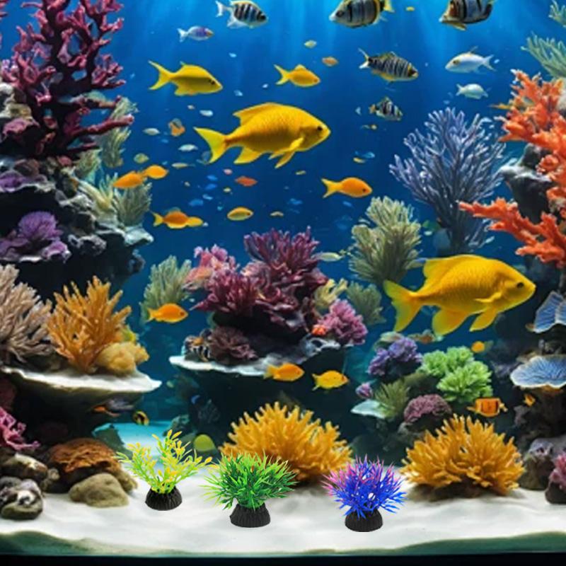 3Pcs/Pack Fish Tank Flower Plastic Home Decoration Accessories Simulation Grass DIY Aquarium Decoration Artificial Plant