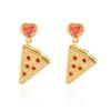 Luxe Zirconia Pizza Vorm Oorbellen voor Vrouwen Vintage Rode Hart Geometrische Hanger Oorbellen Bruiloft Sieraden Accessoires