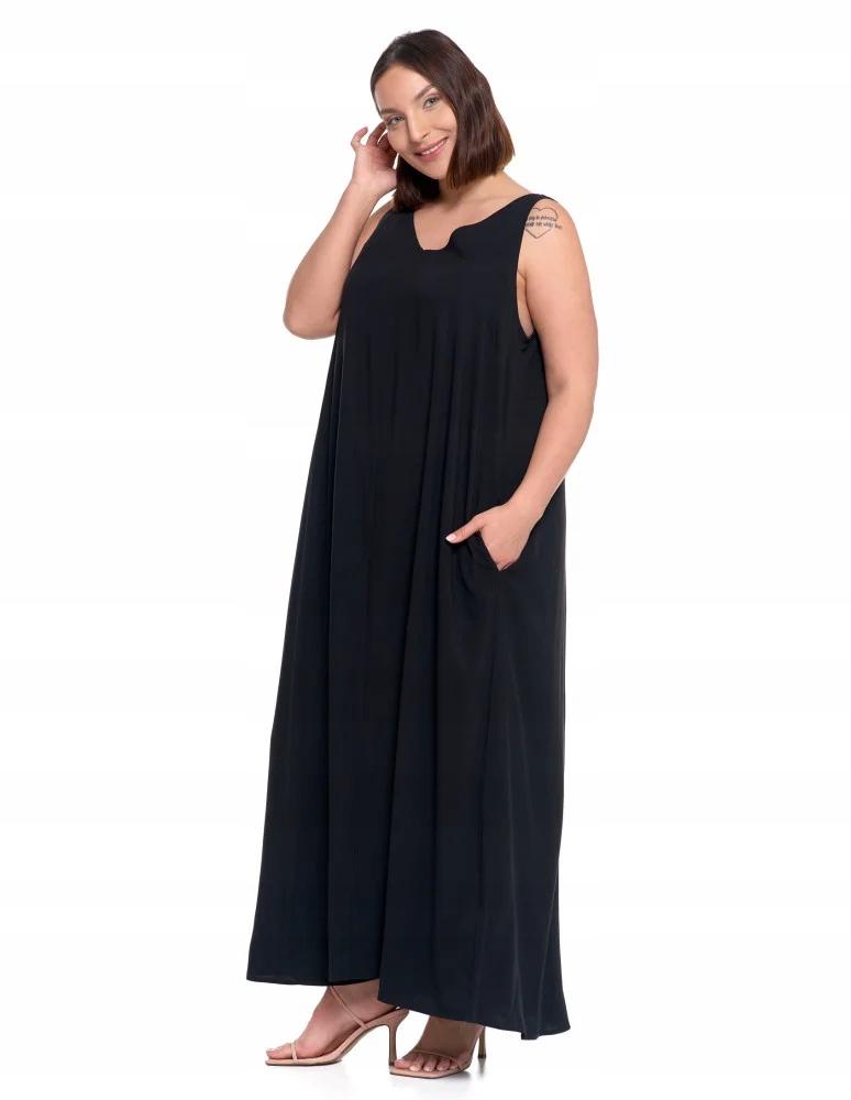 Feminine Long Women's Maxi Summer Dress Loose Fit Viscose MORAJ XL BLACK