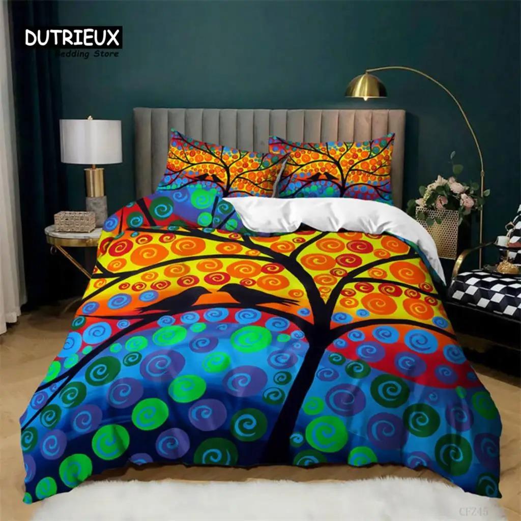 Nature Tree of Life Duvet Cover Microfiber Mystery Gothic Bedding Set Exotic Celtic Knot Quilt Cover King Queen For Kids Adults