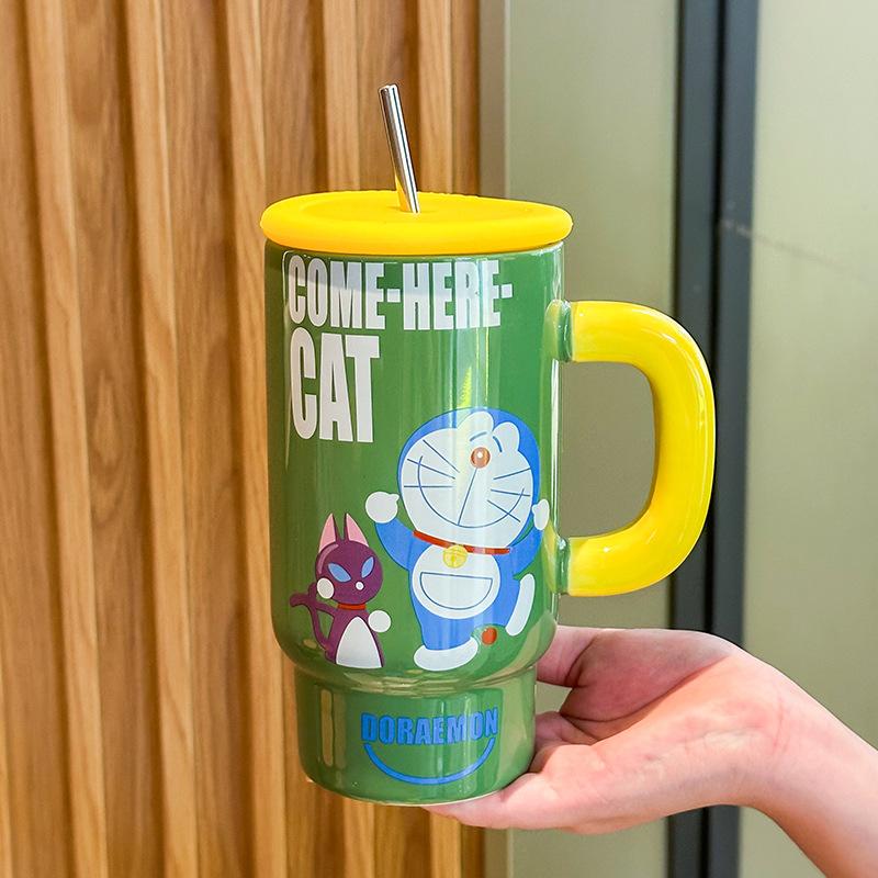 Birthday gift for girls, high-value Bingba cup, ceramic mug with lid straw cup as a gift