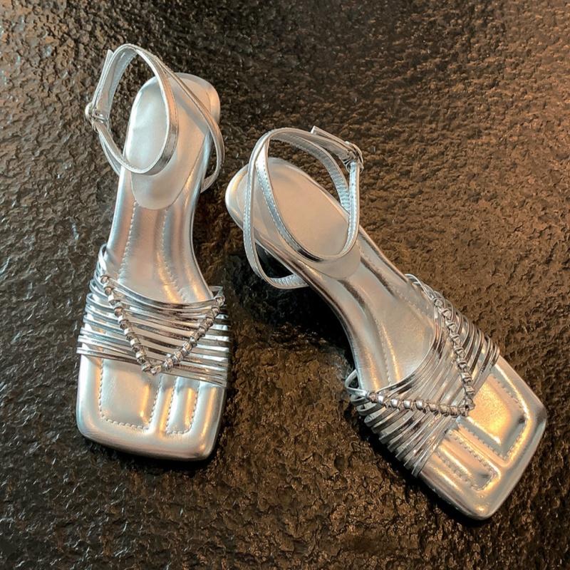 

Fashion Women s Hollow Square Head Weave Women Sandals 2025 Summer New Style Special-shaped High Heels Sandals Versatile Fashion Sandals 37