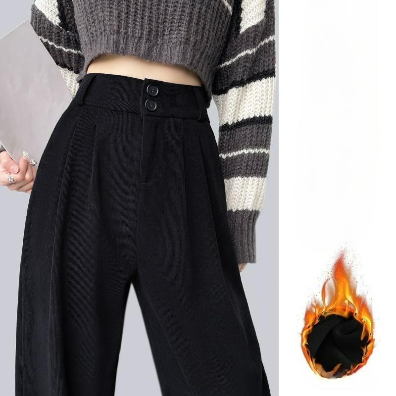 

Брюки-кюлоты из вельвета кофейного цвета, женские, осенне-зимние, на флисе, узкие прямые драпированные костюмные брюки XS чёрный