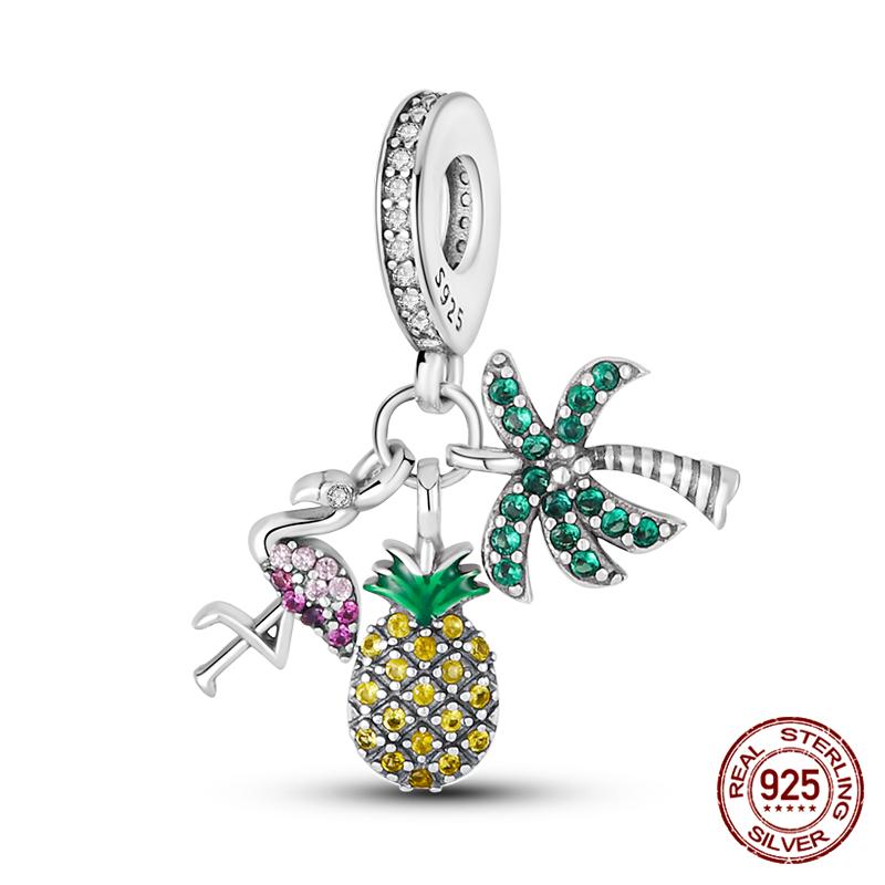 100% Genuine 925 Sterling Silver Ocean Collection Seashell Turtle and Heels Charm Beaded for Original  Bracelet Bracelet