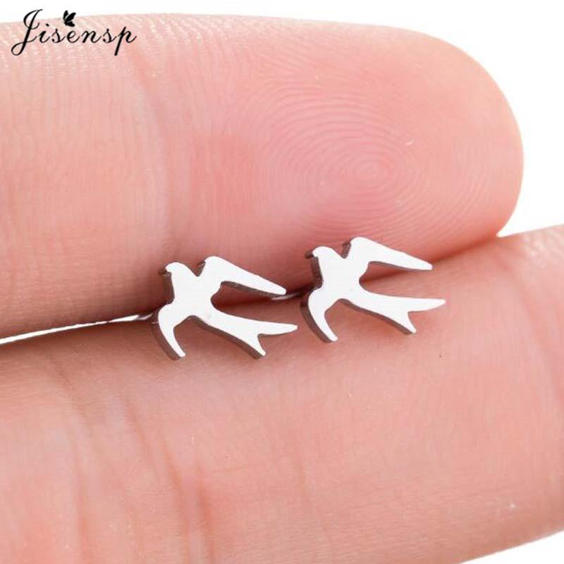 Multiple Mini Stainless Steel Bird Jewelry Earrings  Trend For Women Girls Cute Crane Parrot Bee Hummingbird Studs oorbellen