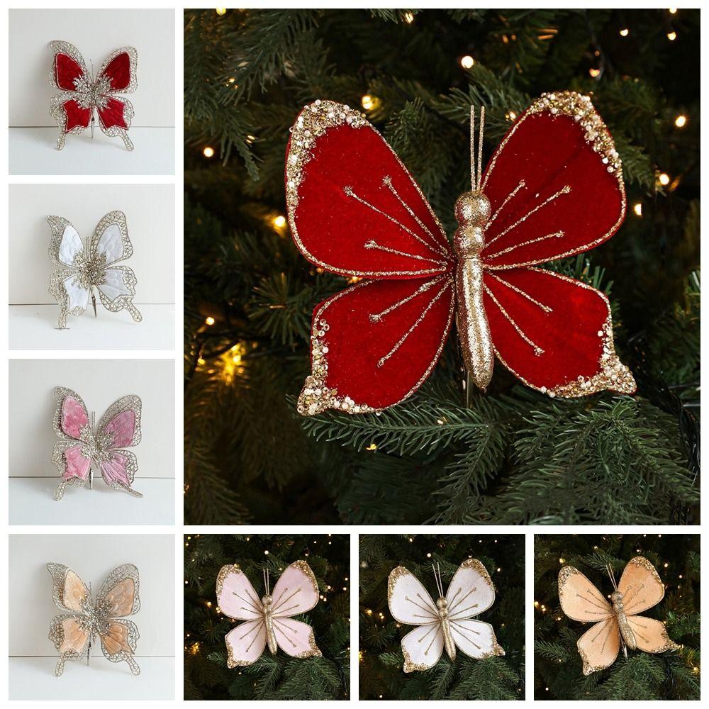 with Clip Christmas Butterfly Pendant Sparkling Holiday Decor  Home Decorations