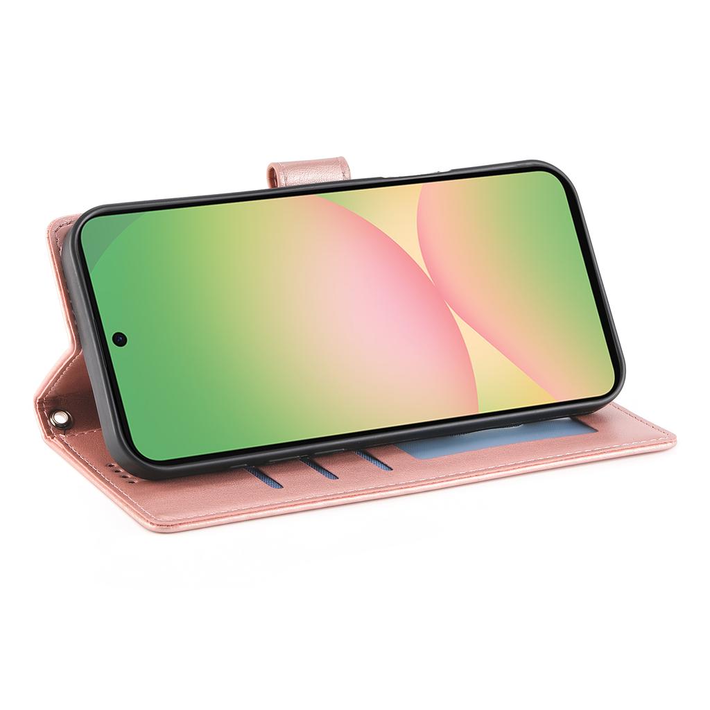 For Samsung Galaxy A56 5G Wallet Case Butterfly Floral Imprint PU Leather Phone Cover with Wrist Strap