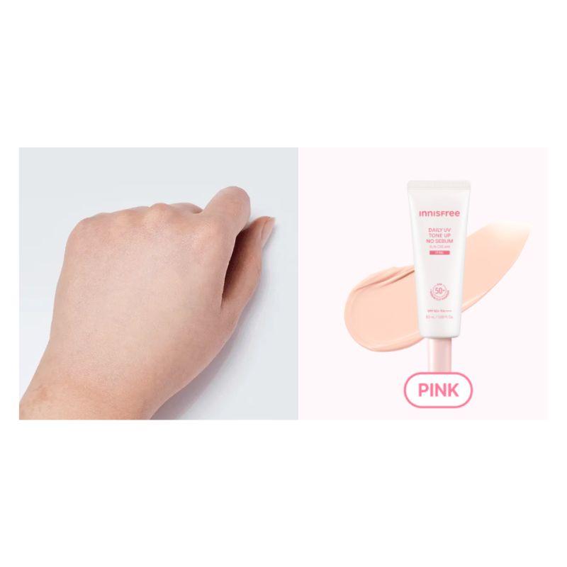 Innisfree Daily UV Tone-Up No Sebum Sunscreen SPF50+ PA++++ Oil Control Tone Correcting Sun Cream 50ml(3colors) Pink