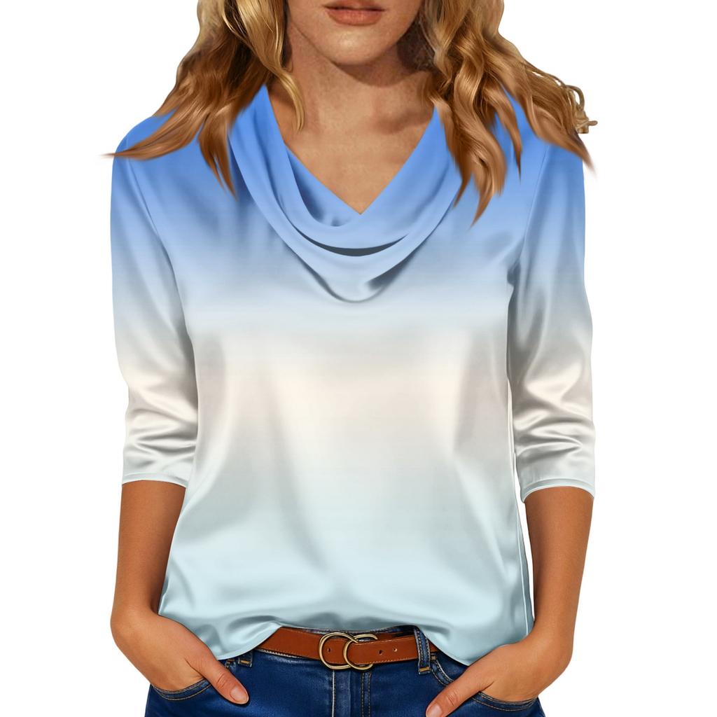 Kadınlar İçin Şık 3/4 Uzun Kollu Gömlekler İş Günlük Kıyafet Üstleri