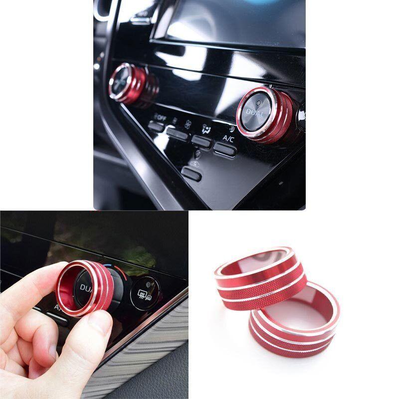 Cover Trim AC Switch Knob Red Alloy For Toyota Camry 2018- Center Console