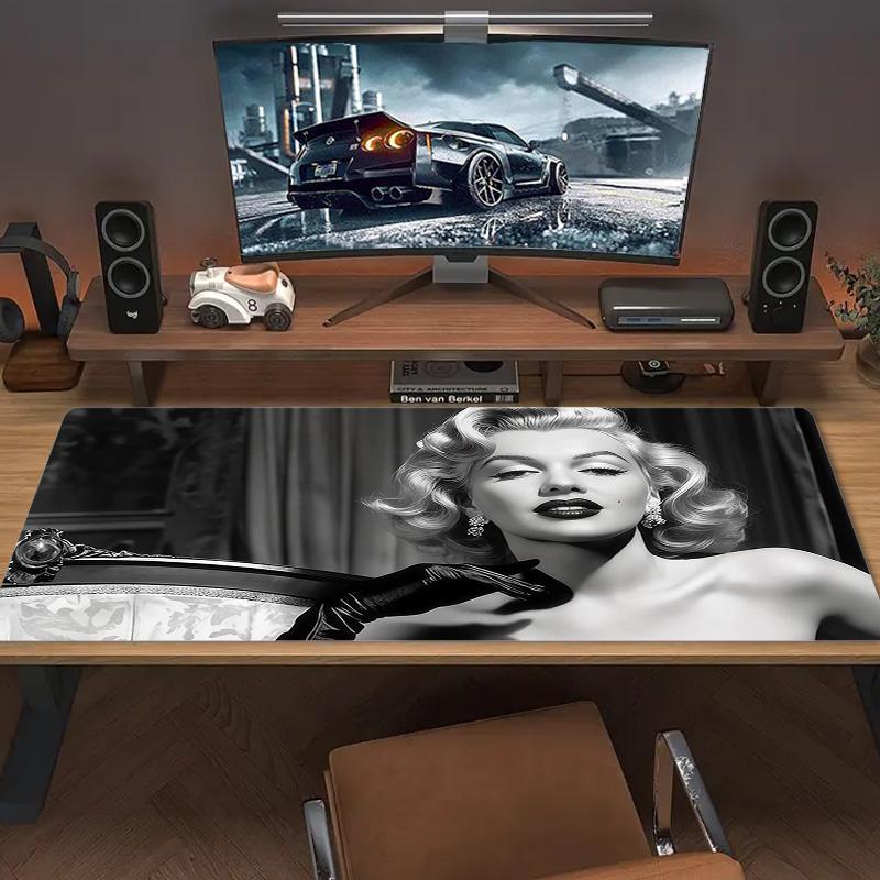 Marilyn Monroe Print Cushion Non-slip Laptop Tablet Big Mousepad XXL Mat Mini PC Playmat With Lock edge