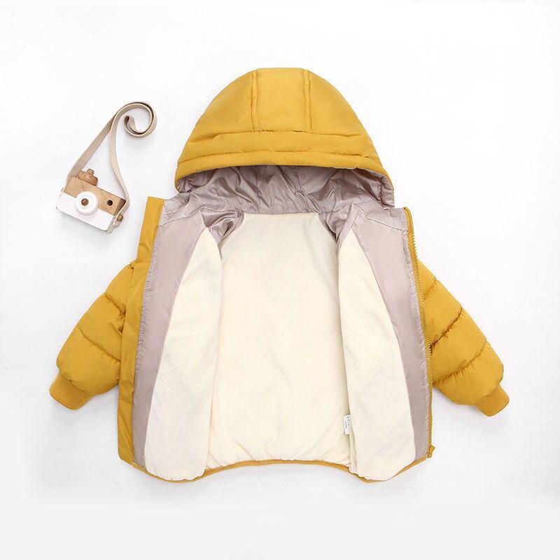 2024 Autumn/Winter Down Cotton Jacket for Toddlers - Boys & Girls Plus Velvet Warm Coat
