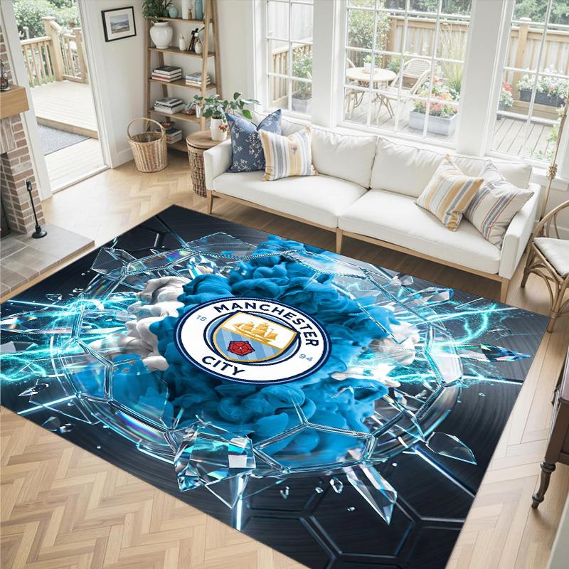 Manchester City Design Crystal Velvet Carpet Cozy Non?Slip Printed Rug For Bedroom Living Room Entrance