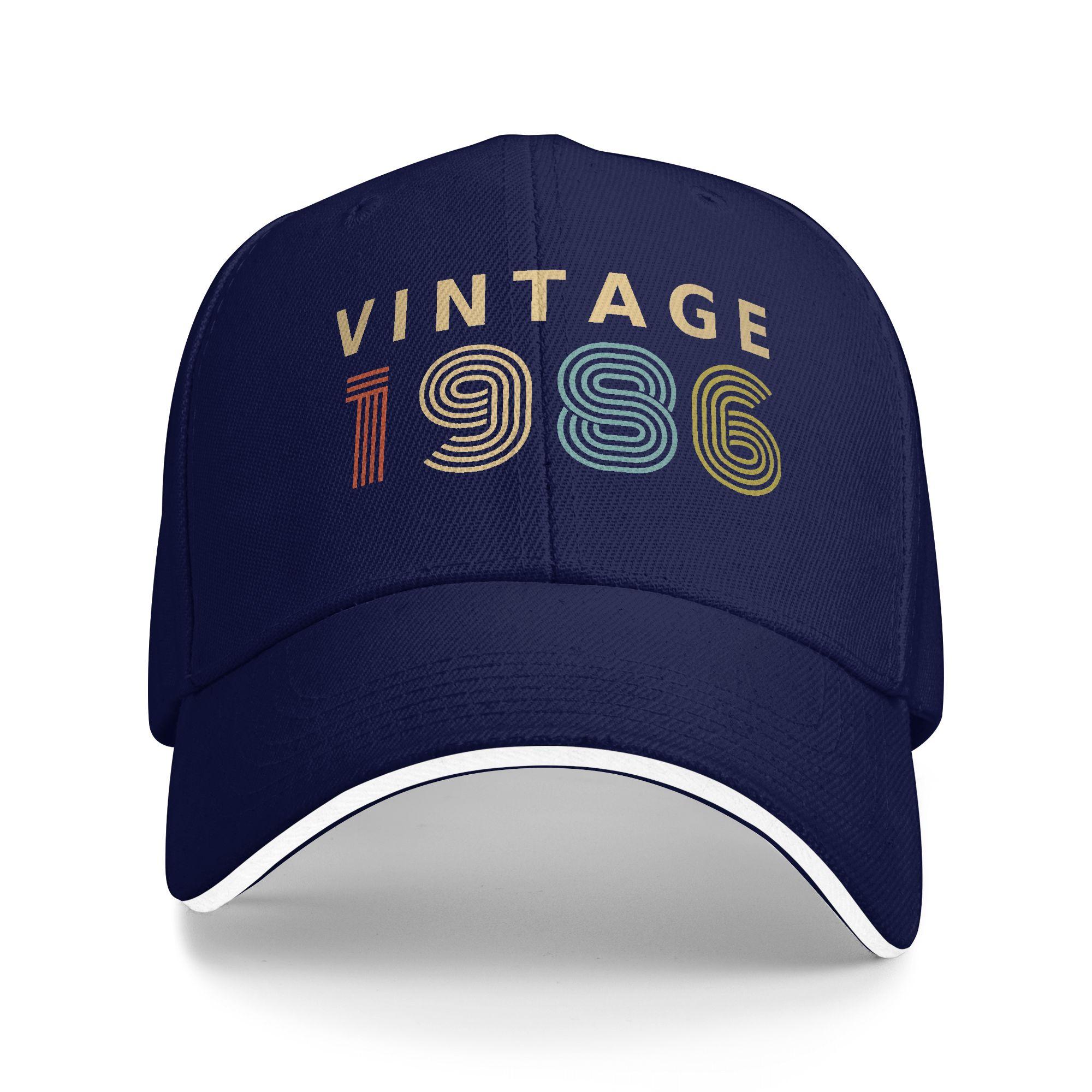

Vintage 1986 40th Birthday Sun Baseball Cap Summer Y2k Cute Trucker Hat For Female Male Running Hippie Snapback Cap One Size темно-синього кольору