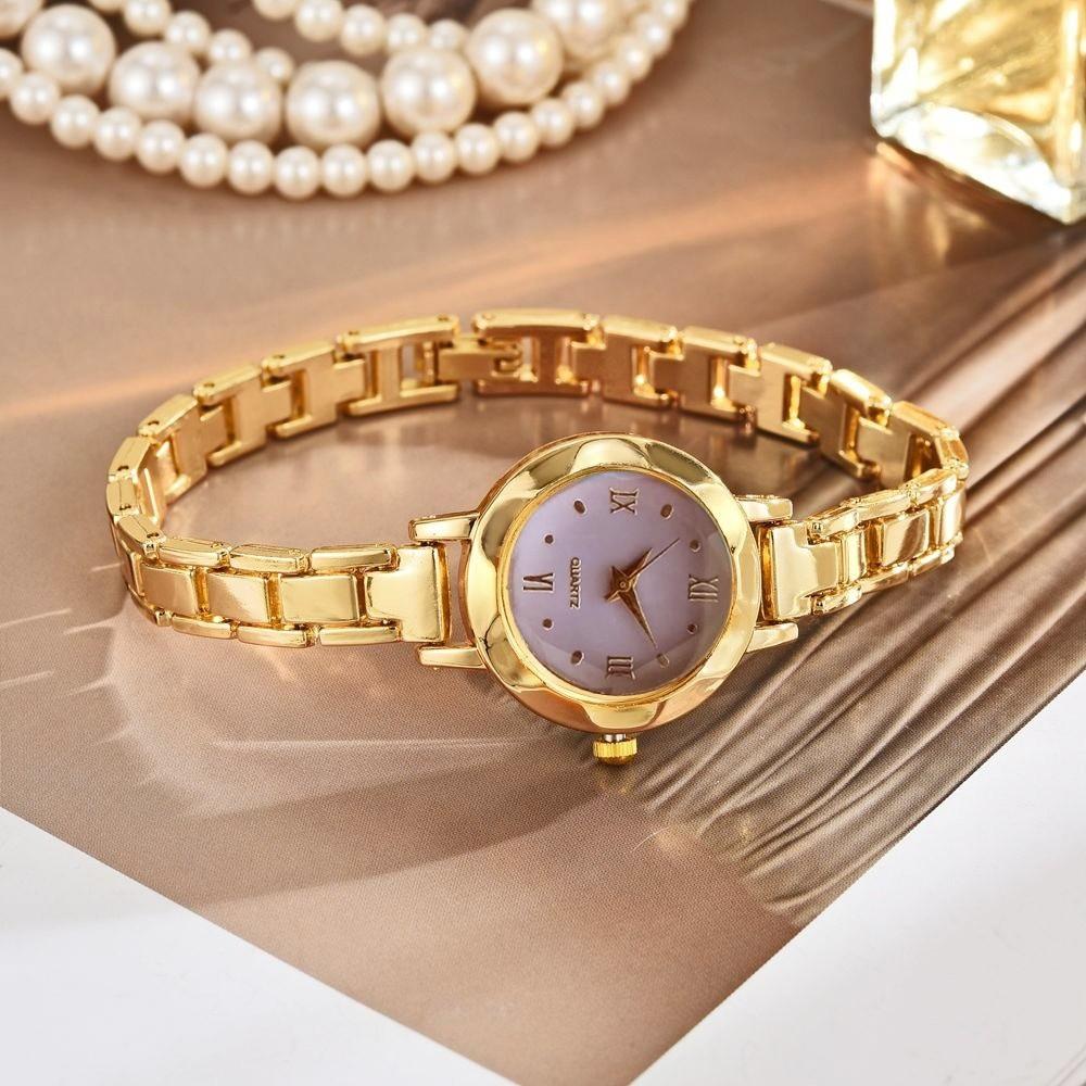 New Gold Women s Quartz Watch Small Dial Circle Bracelet Watch Roman Numerals Ladies Wristwatches Gifts