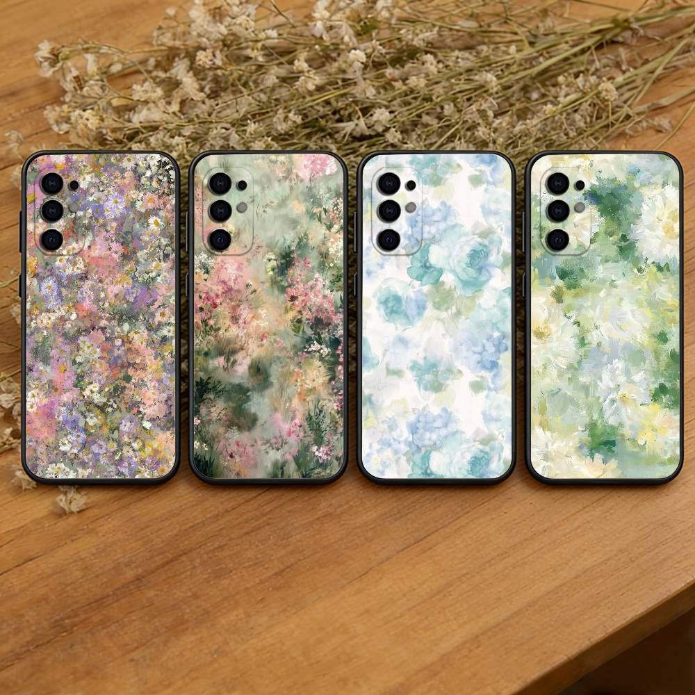 Oil Painting Flowers Series Phone Case For Samsung S25,S24,S21,S22,S23,S30,Ultra,S20,Plus,Fe,Soft Silicone Black Cover