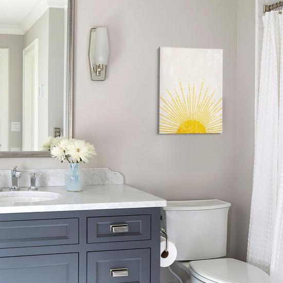 PHAMTE Abstract Boho Green Sun Wall Art, Rustic Boho Sunset Sunrise Sunshine Sun Rays Print Framed Canvas Painting Artwork for Home, Bathroom, Girls