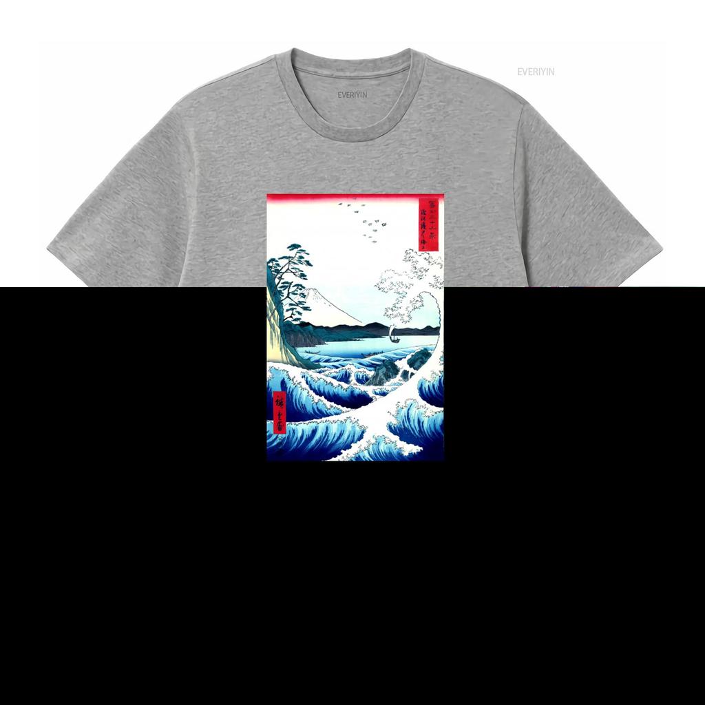 Hiroshige Utagawa Japanese Seascape in Satta T Shirt Classic Art Print Design High Quality Fabric Perfect for Lovers vintage