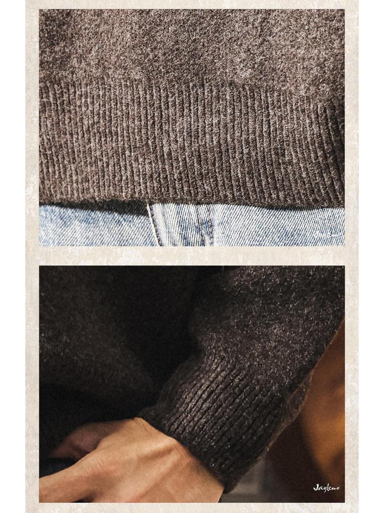 Men's Retro V-neck Wool Sweater: Winter Warmth and Plush Feel