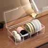 Klare Acryl-Schichtspeicherbox Make-up-Pinsel-Organizer-Box mit Deckel Klare Staubdichte Kosmetikwerkzeuge Puder-Aufbewahrungsbox
