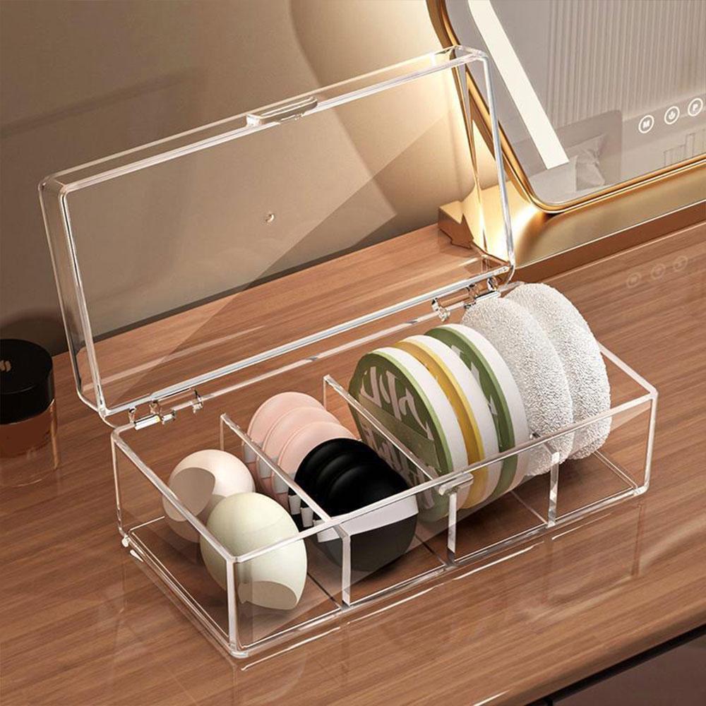 Klare Acryl-Schichtspeicherbox Make-up-Pinsel-Organizer-Box mit Deckel Klare Staubdichte Kosmetikwerkzeuge Puder-Aufbewahrungsbox