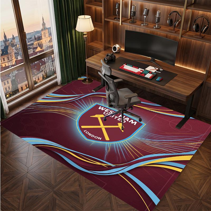 Tappeto in Velluto di Cristallo con Stampa del West Ham United Football, Comodo Assorbente d'Acqua Antiscivolo Tappeto per Pavimenti Interni