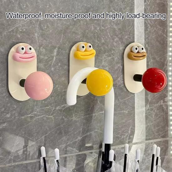 4Pcs Punch Free Wall Hooks Strong Load-bearing Creative Shape Self Adhesive Wall Mounted Clothes Key Towel Hangers