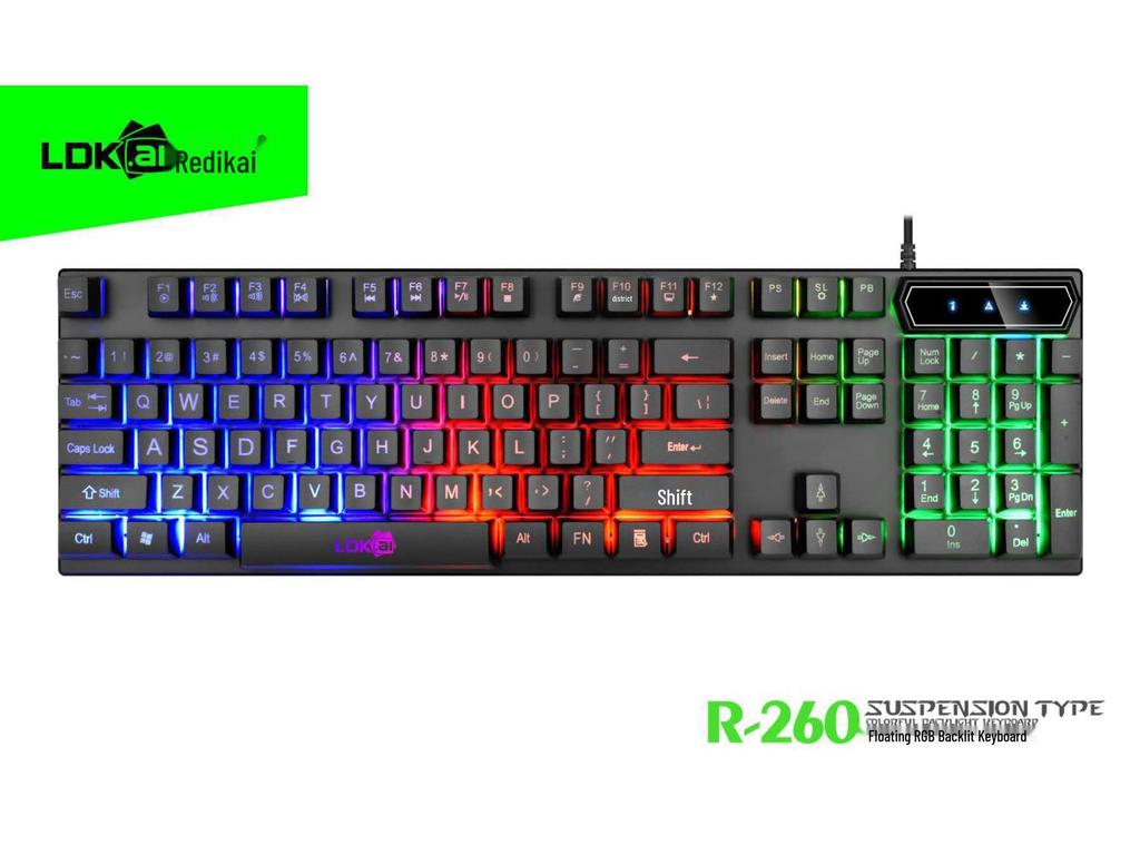 Redikai 832 USB Keyboard and Mouse Set - Luminous Gaming Kit with Colorful Backlight